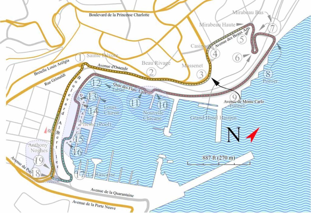 Top down map of the Monaco track